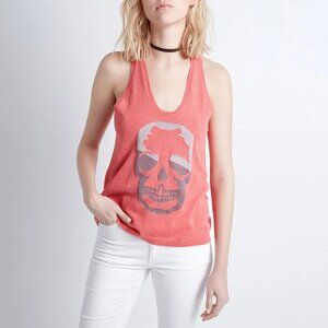 ZADIG & VOLTAIRE "Alix" Graphic Metallic Skull Sweater Tank